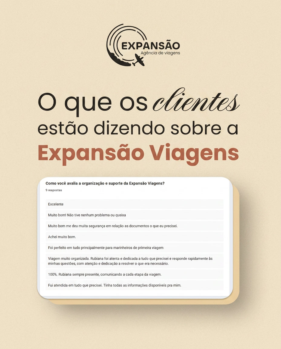 Arte com respostas de clientes sobre a Agência Expansão
