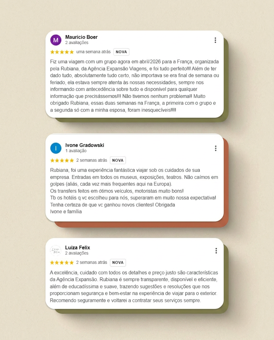 Arte com avaliações de clientes da Agência Expansão