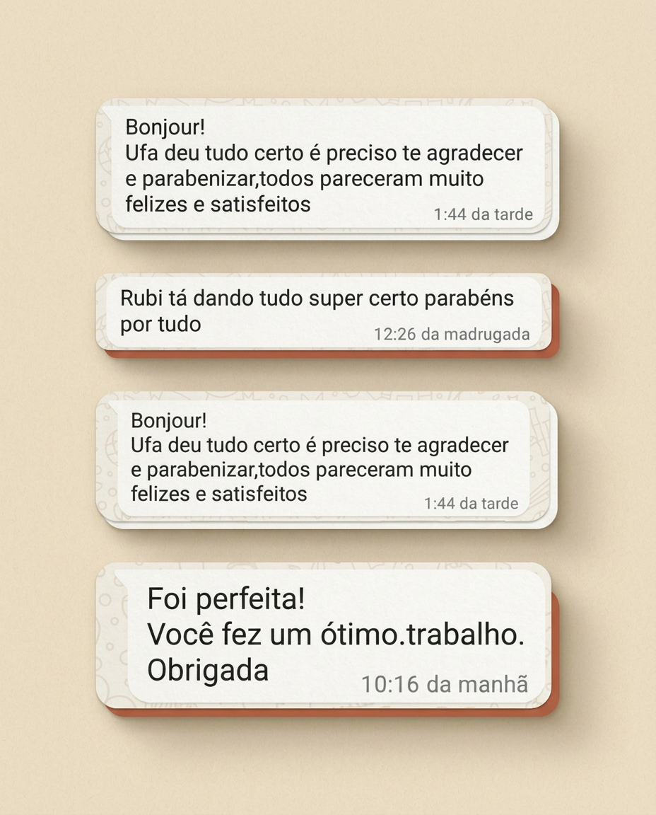 Arte com mensagens curtas de clientes satisfeitos