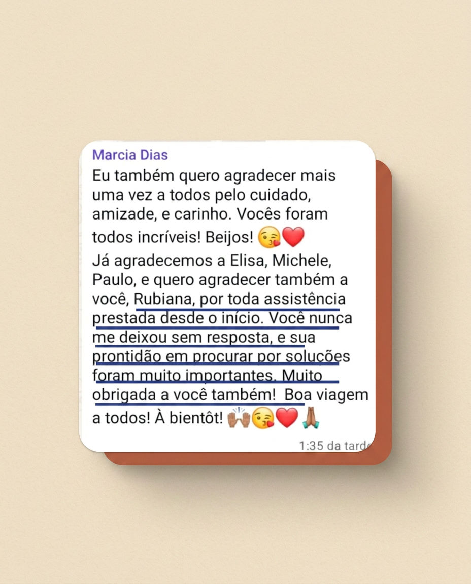 Arte com destaque de depoimento de cliente sobre assistência prestada